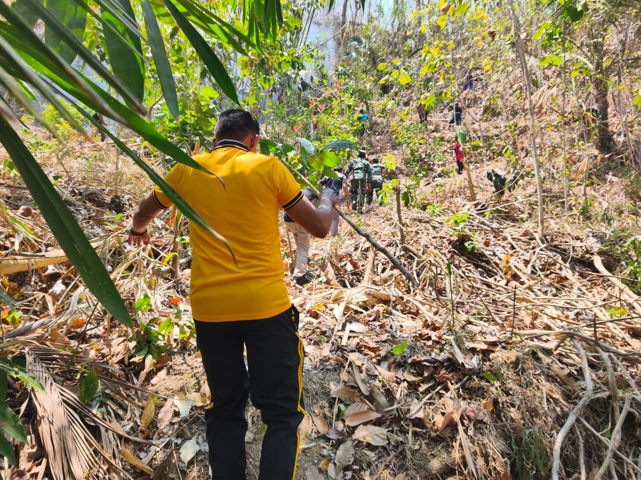 Api Membakar Kebun Warga di Windunegara Wangon, Pemadaman Libatkan Polisi hingga Warga