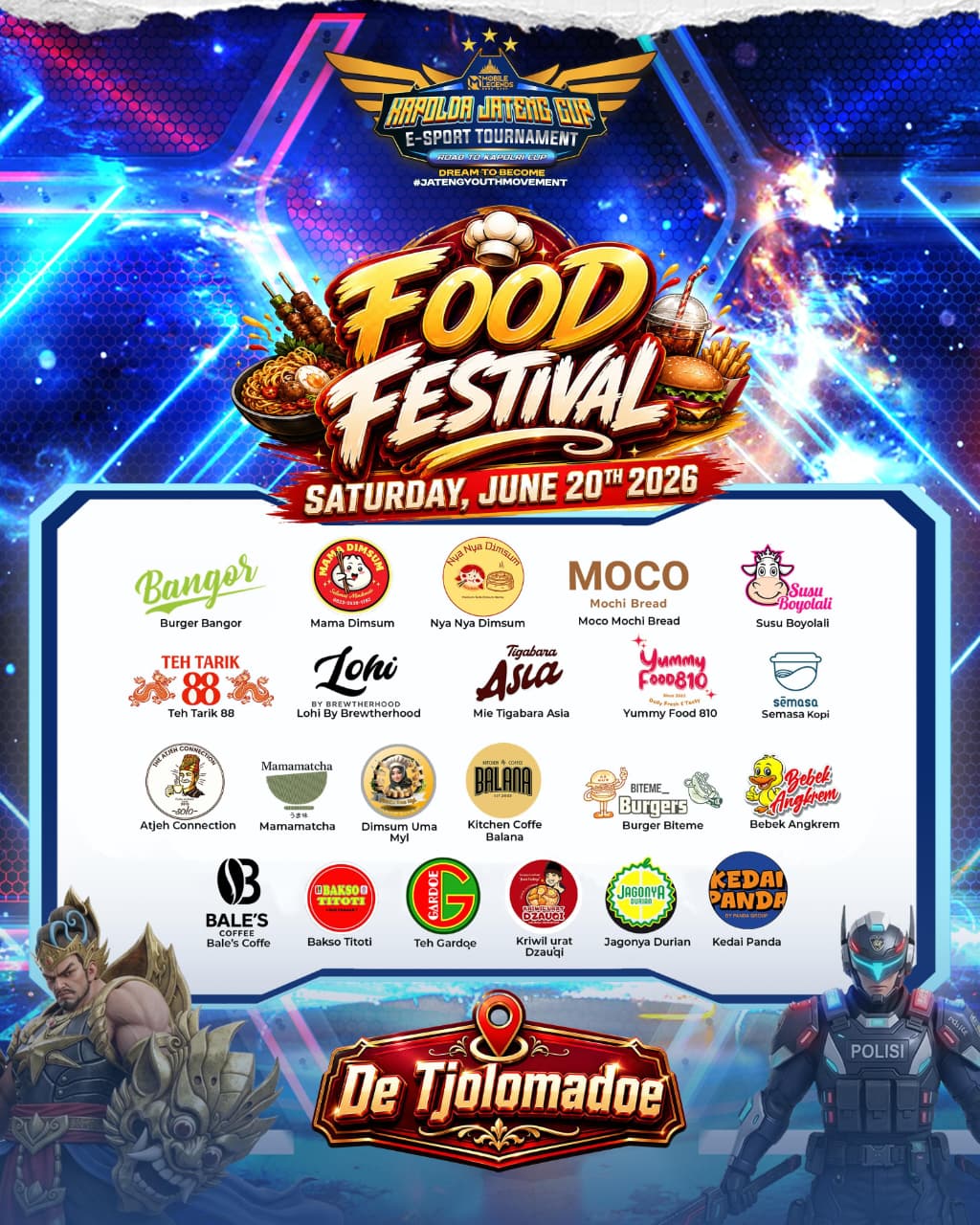 Lebih dari 20 Tenant Meriahkan Food Festival di Turnamen E-Sport Kapolda Jateng Cup 2026, Wujud Kebersamaan Polda Jateng Dukung UMKM Lokal